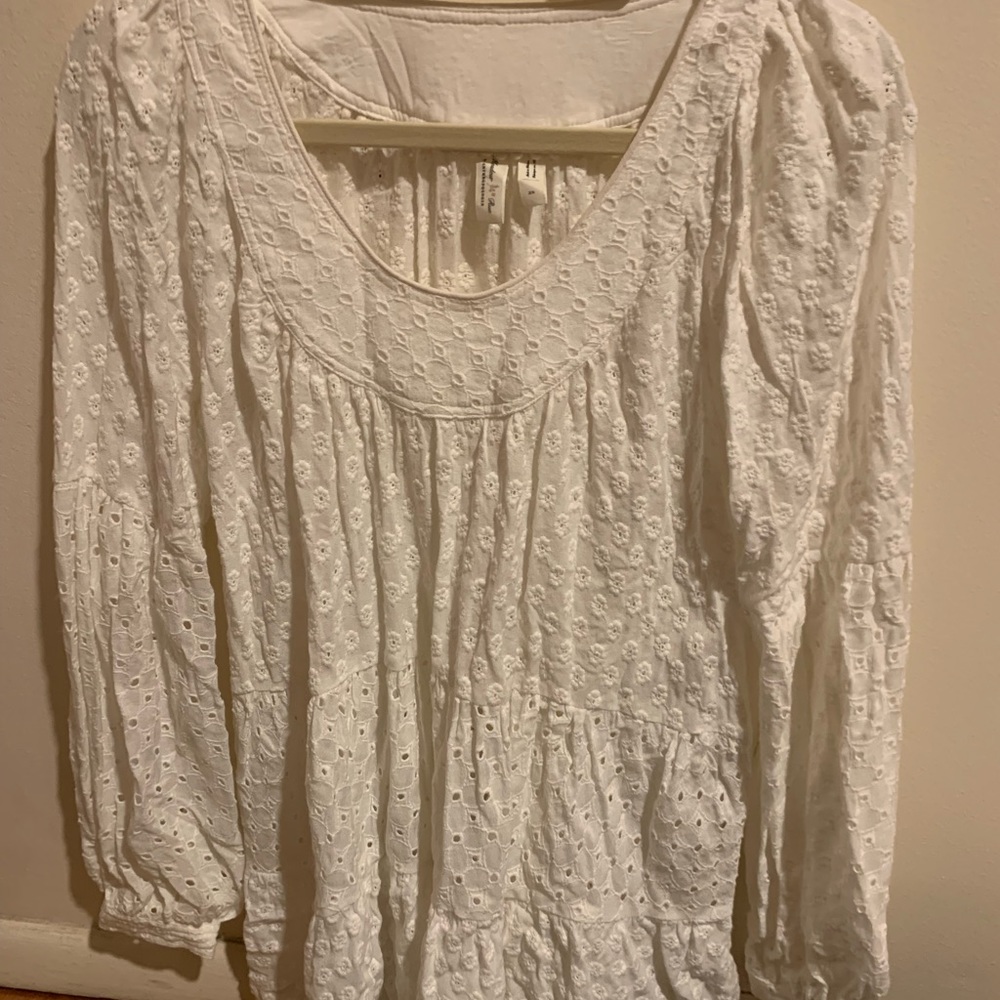 Anthropologie white eyelet top